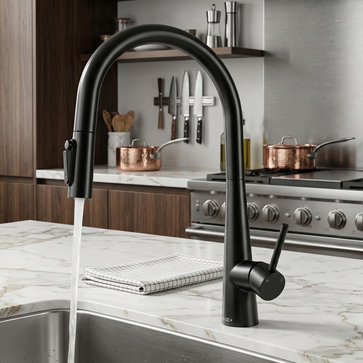 Cosmo 3 Fonksiyonlu Spiralli Mutfak Bataryası PVD Steel Black (Siyah)