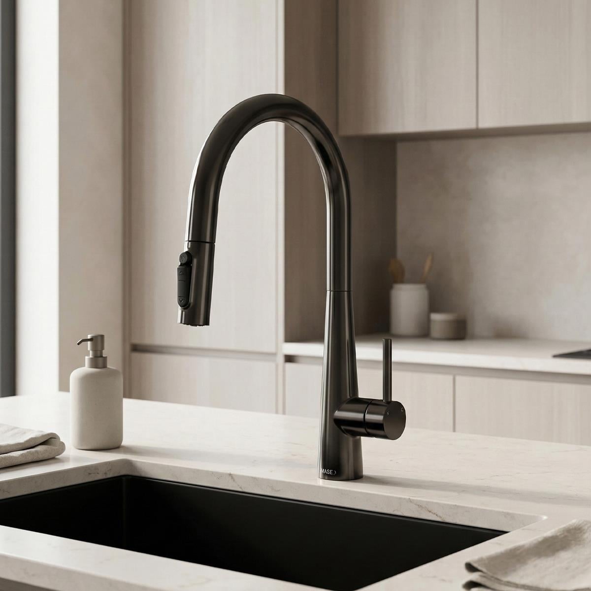Cosmo 3 Fonksiyonlu Spiralli Mutfak Bataryası PVD Steel Black (Siyah)