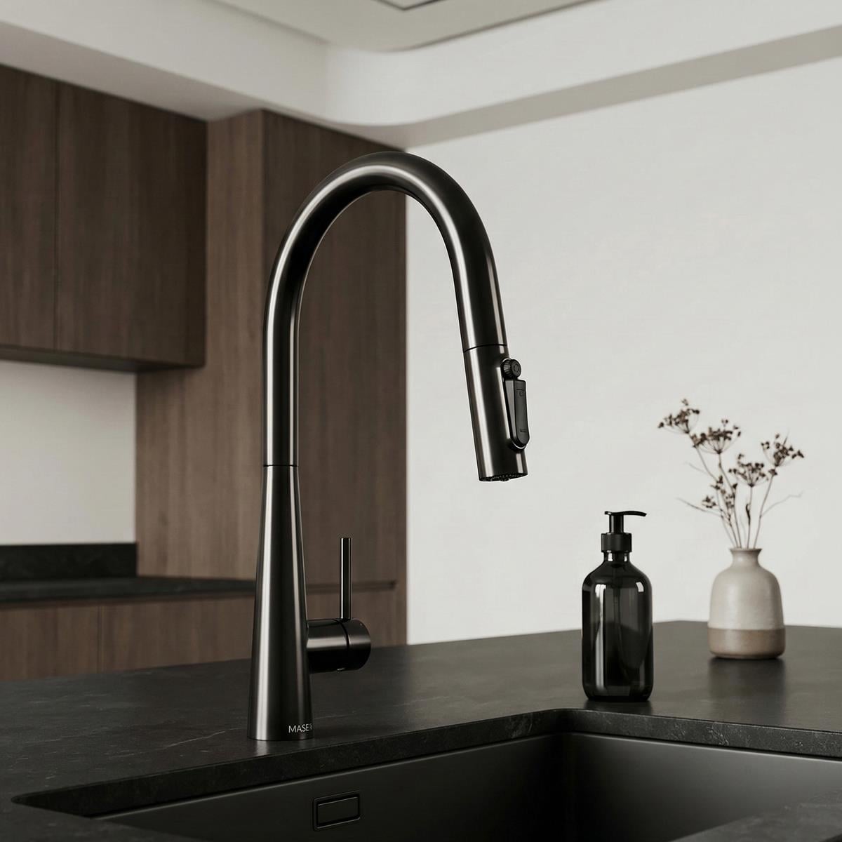 Cosmo 3 Fonksiyonlu Spiralli Mutfak Bataryası PVD Steel Black (Siyah)
