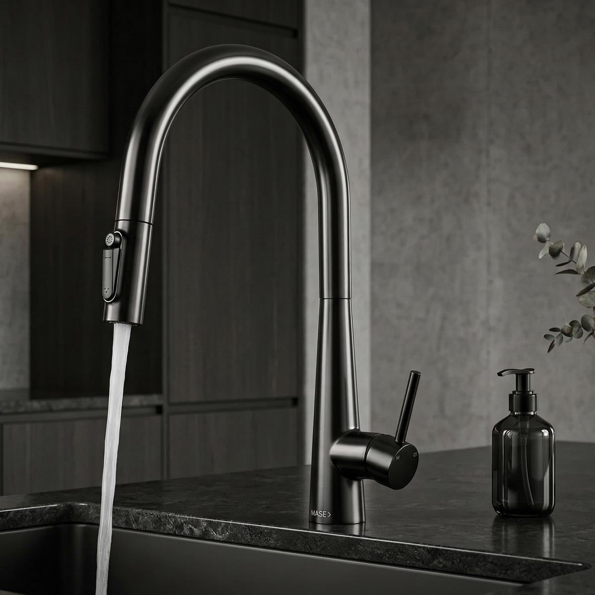 Cosmo 3 Fonksiyonlu Spiralli Mutfak Bataryası PVD Steel Black (Siyah)