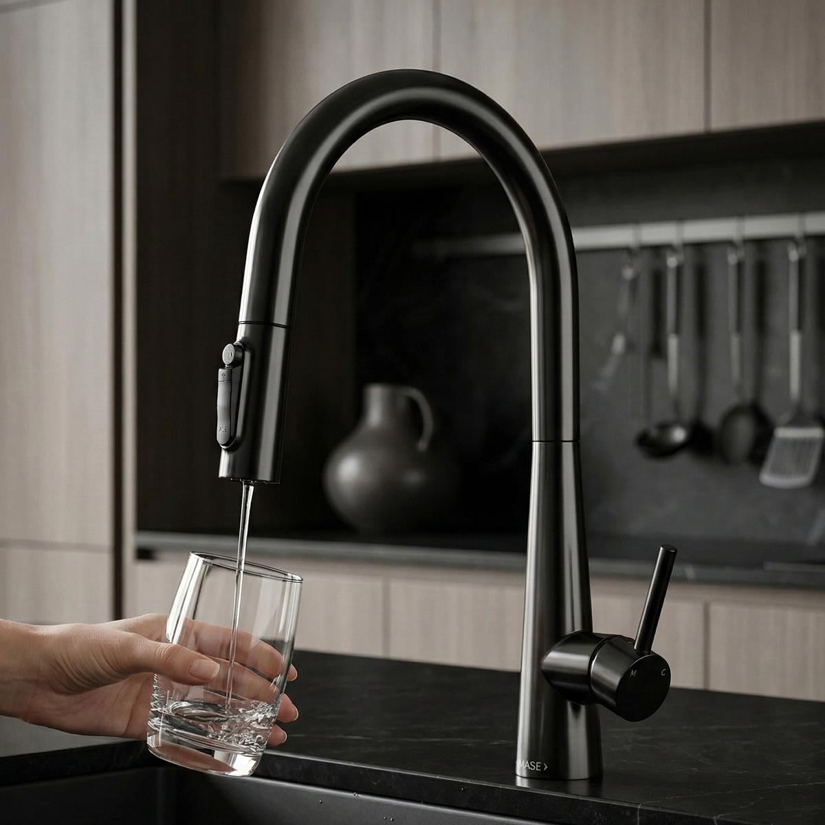 Cosmo 3 Fonksiyonlu Spiralli Mutfak Bataryası PVD Steel Black (Siyah)