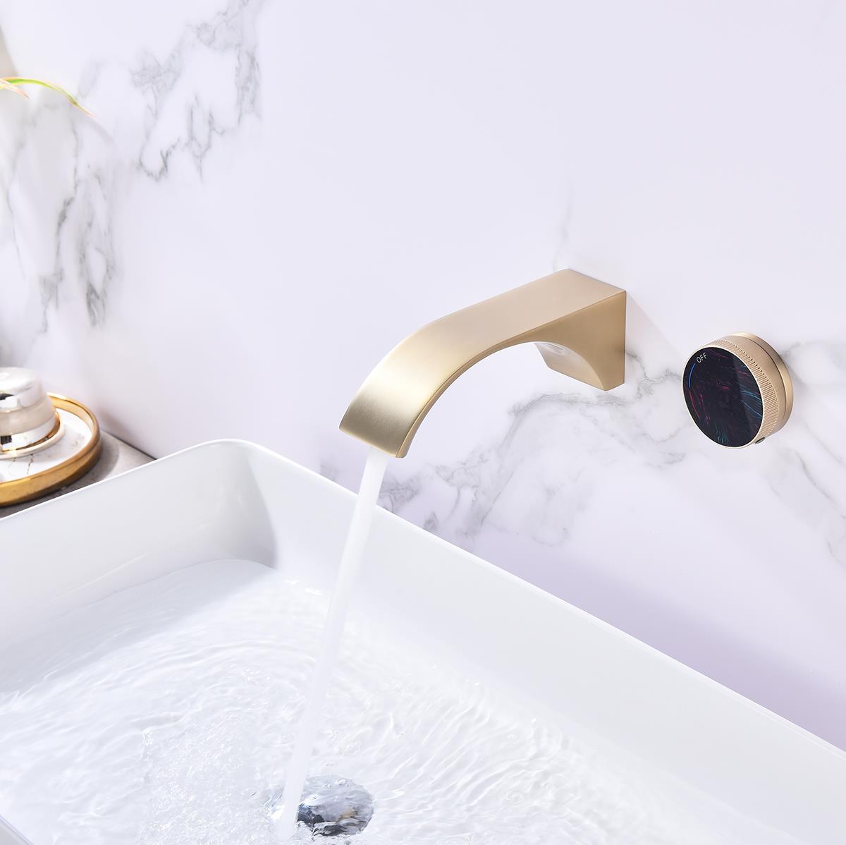 Curve Ankastre 2 Delikli Lavabo Bataryası Brushed Gold
