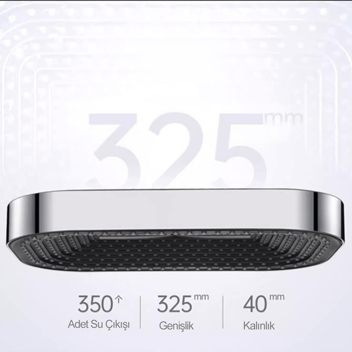 Dame 200 * 325 mm Tepe Duş Başlığı  Chrome Black