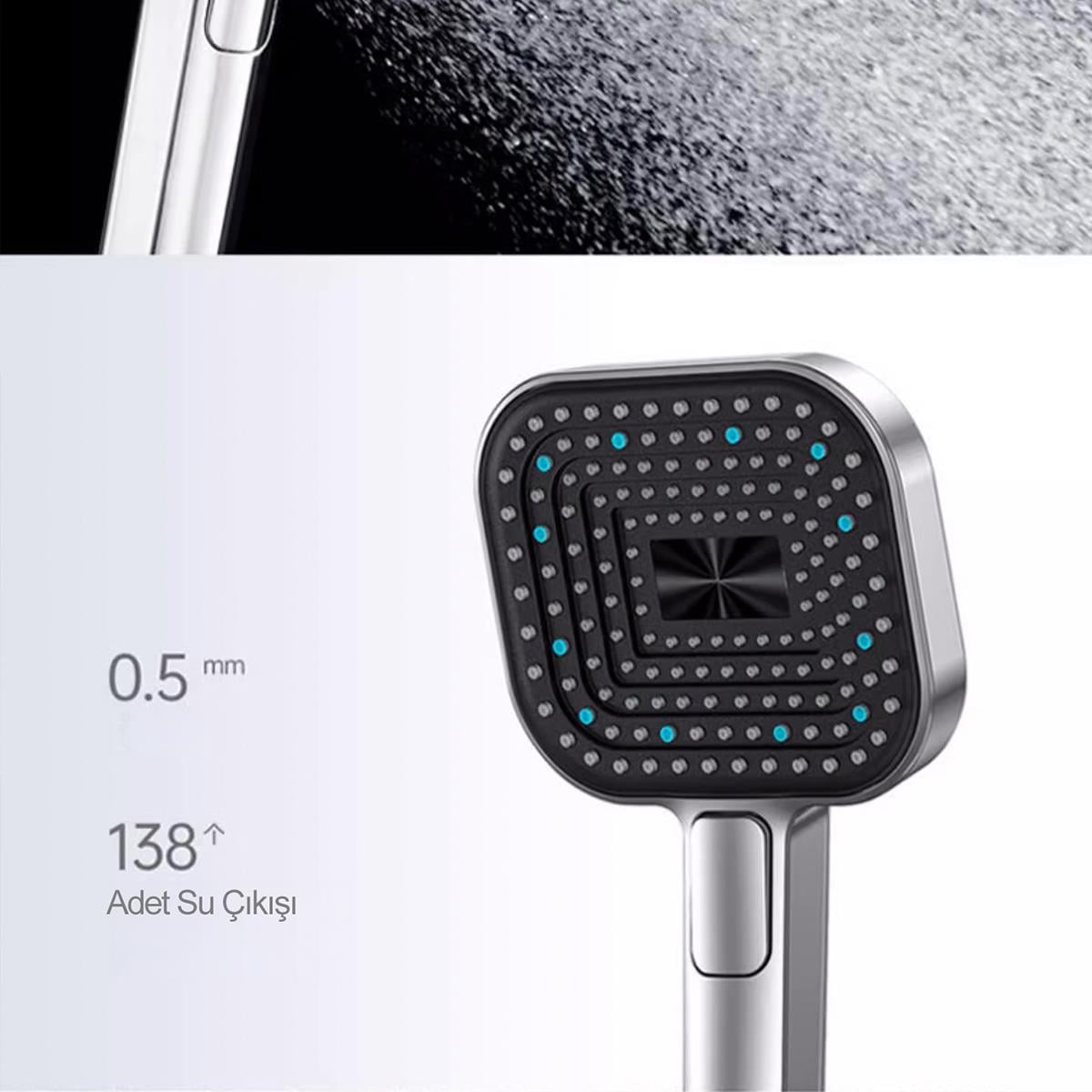 Dame 3 fonksiyonlu Kare El Duşu Chrome Black