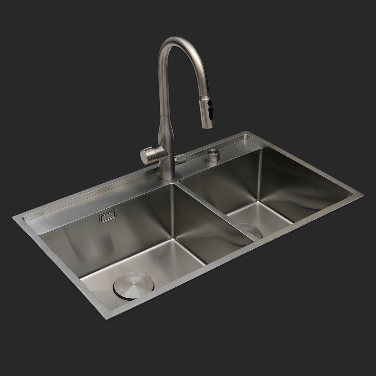 Giotto El Yapımı  Eviye Seti 86x51 cm Inoks (Chrome)