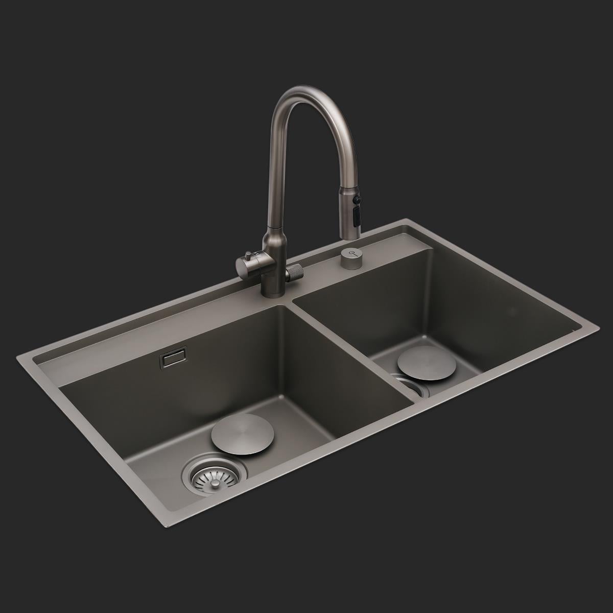 Giotto El Yapımı Nano Eviye Seti 86x51 cm Mat Gri (Gun Grey)