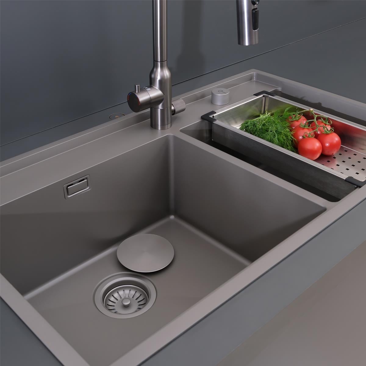 Giotto El Yapımı Nano Eviye Seti 86x51 cm Mat Gri (Gun Grey)