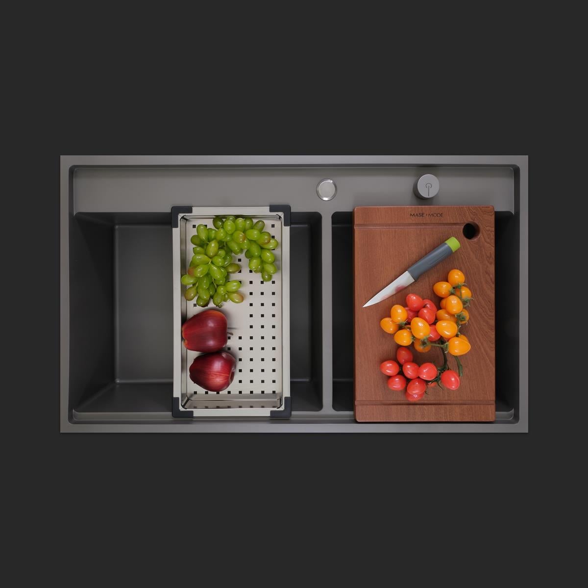 Giotto El Yapımı Nano Eviye Seti 86x51 cm Mat Gri (Gun Grey)