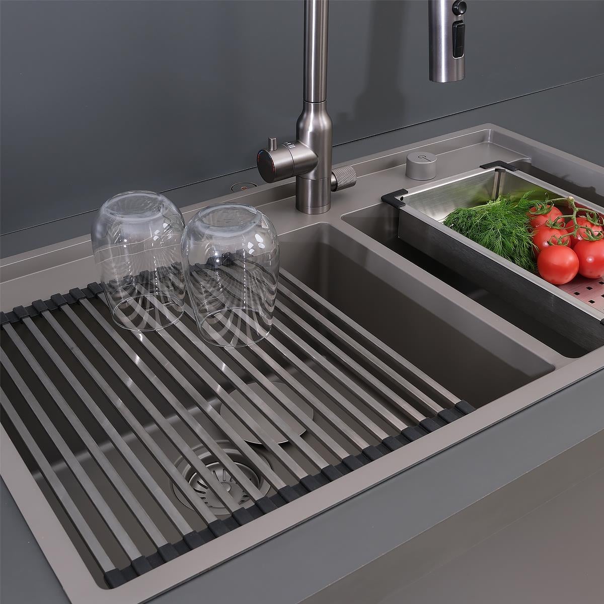 Giotto El Yapımı Nano Eviye Seti 86x51 cm Mat Gri (Gun Grey)