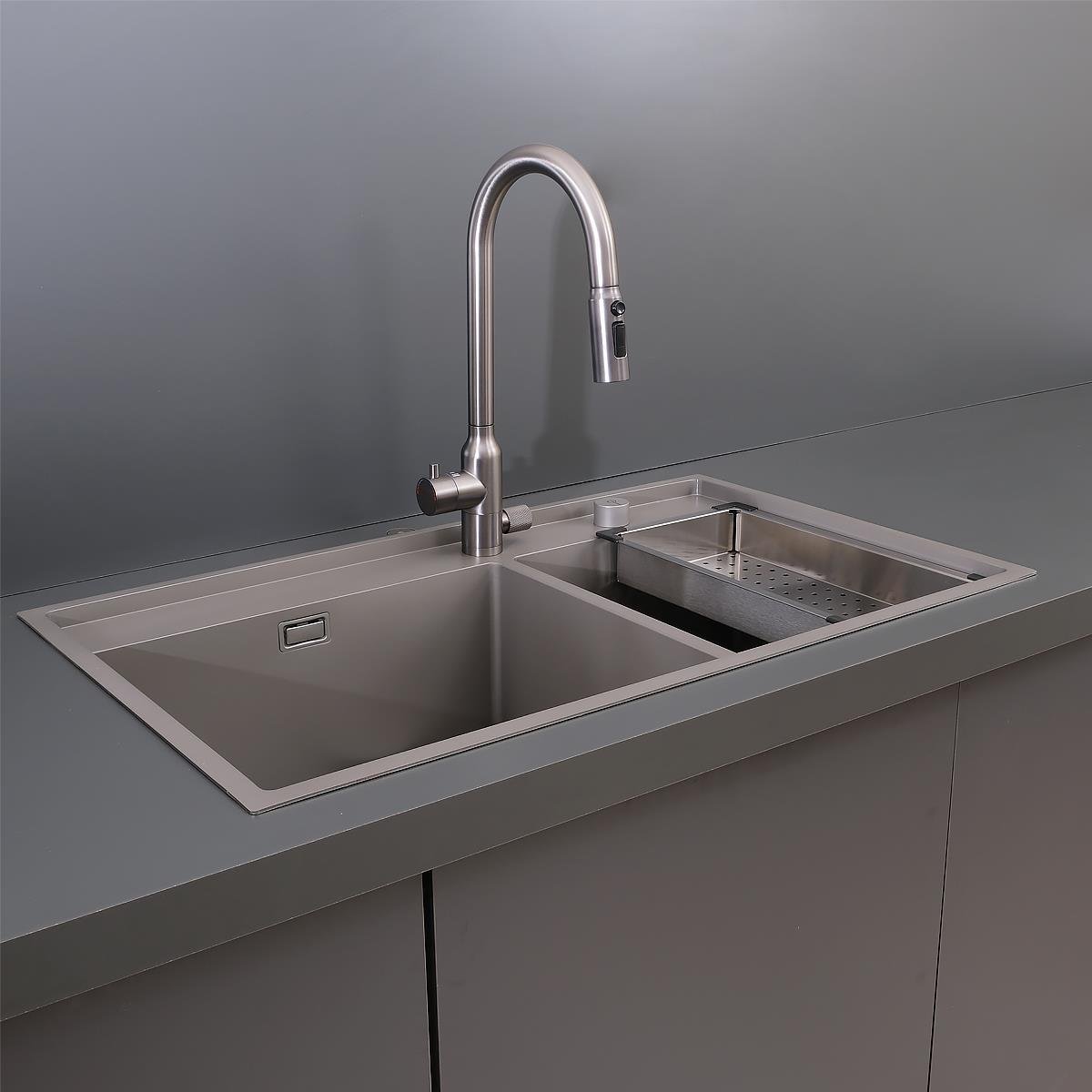 Giotto El Yapımı Nano Eviye Seti 86x51 cm Mat Gri (Gun Grey)