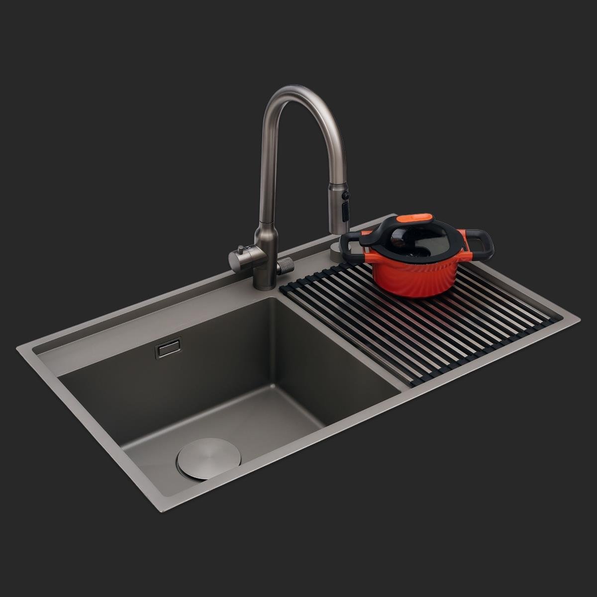 Giotto El Yapımı Nano Eviye Seti 86x51 cm Mat Gri (Gun Grey)