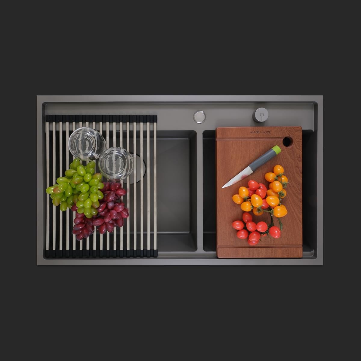 Giotto El Yapımı Nano Eviye Seti 86x51 cm Mat Gri (Gun Grey)