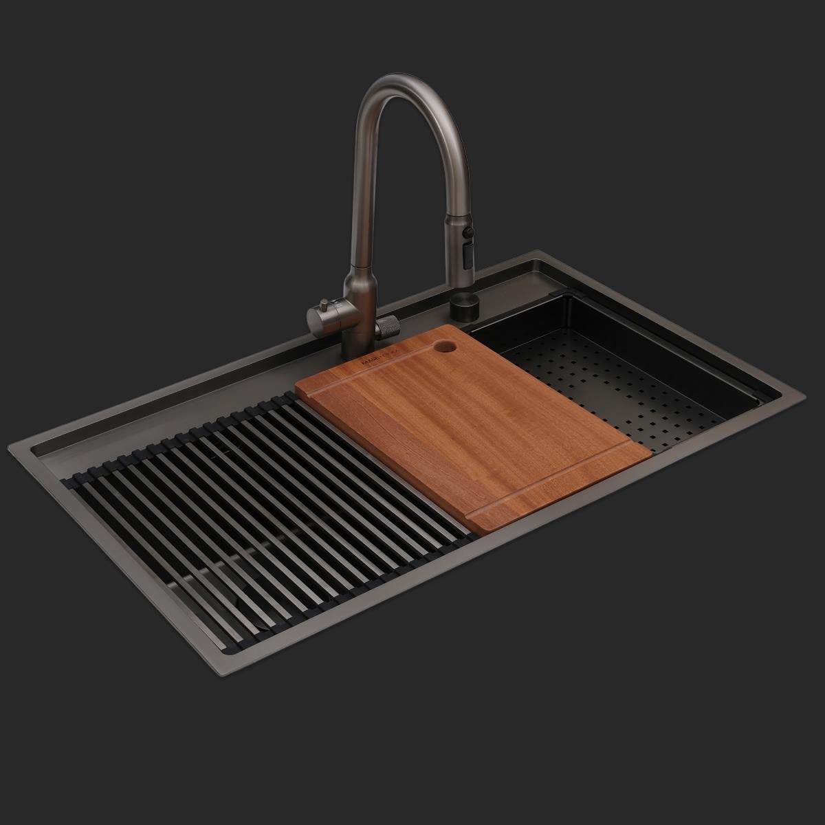 Giotto El Yapımı PVD Eviye Seti 86x51 cm Siyah (Black)