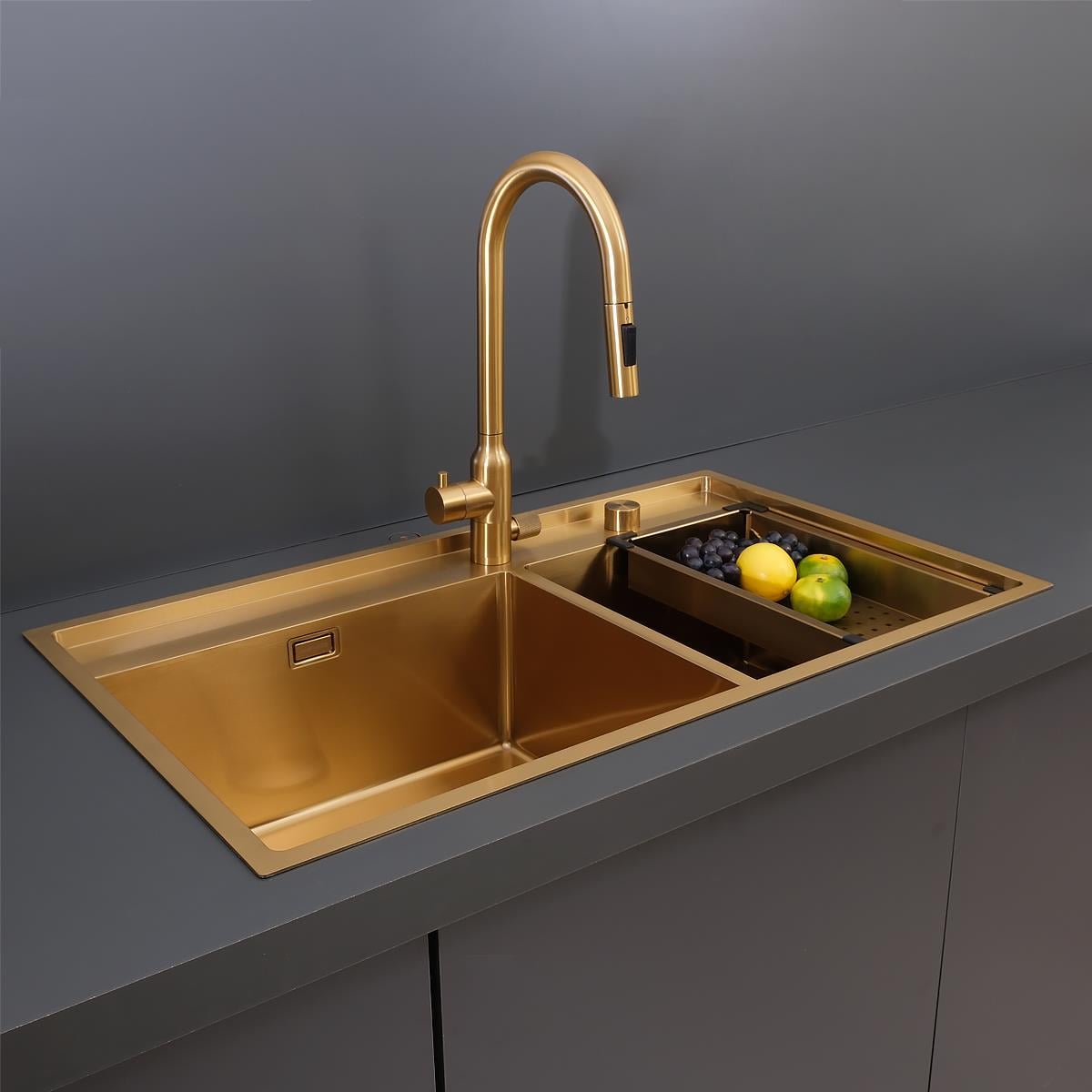 Giotto  El Yapımı PVD Eviye Seti 86x51 cm Altın (Gold)