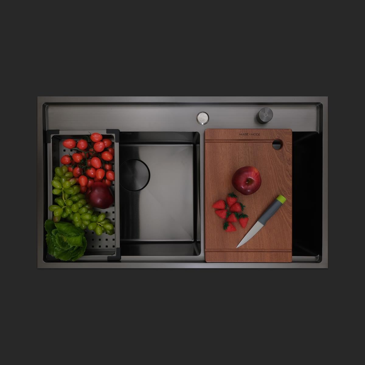 Giotto El Yapımı PVD Eviye Seti 86x51 cm Siyah (Black)