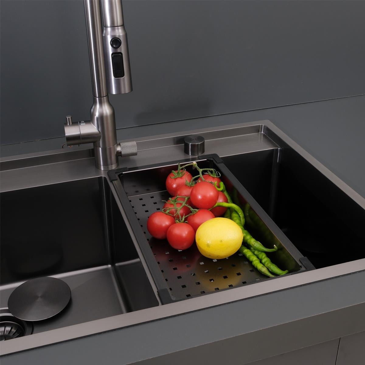 Giotto El Yapımı PVD Eviye Seti 86x51 cm Siyah (Black)
