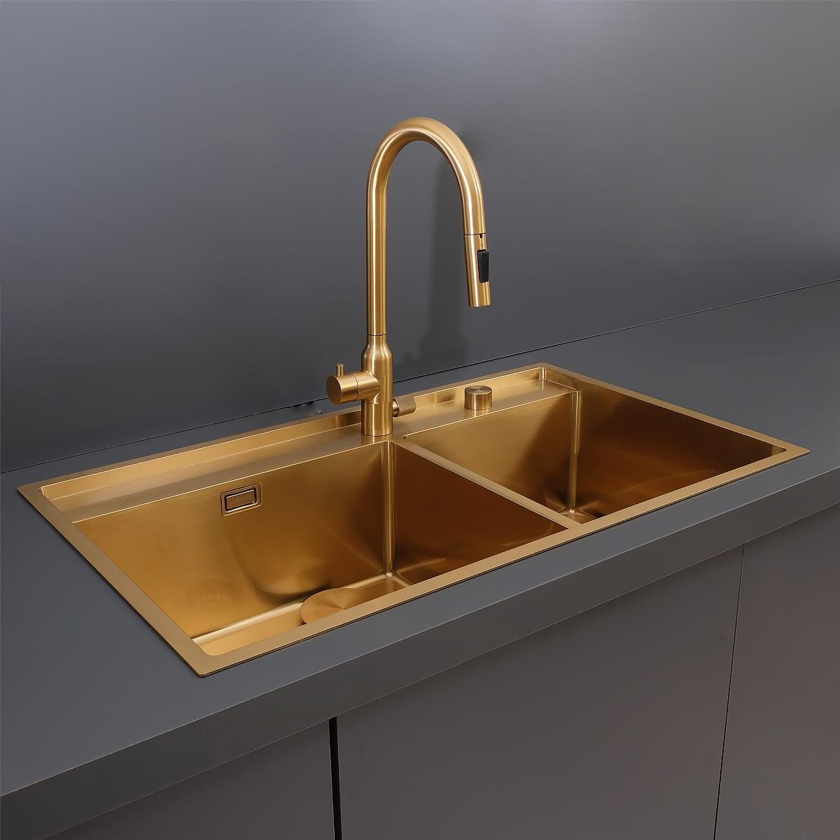 Giotto  El Yapımı PVD Eviye Seti 86x51 cm Altın (Gold)