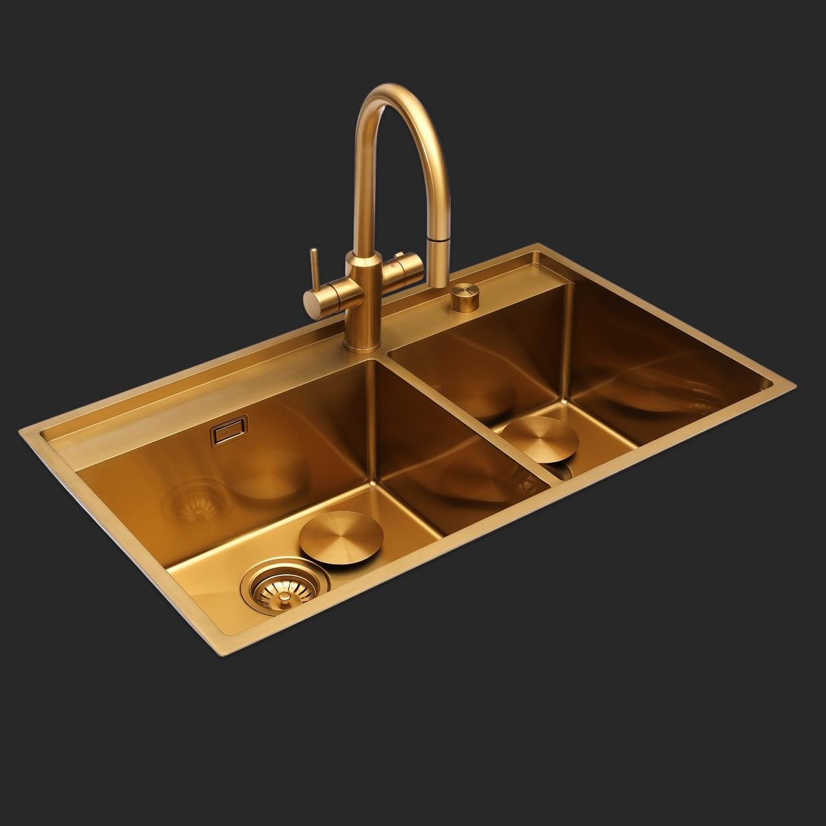 Giotto  El Yapımı PVD Eviye Seti 86x51 cm Altın (Gold)