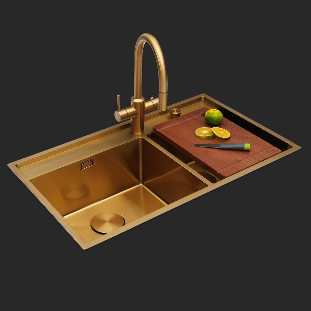 Giotto  El Yapımı PVD Eviye Seti 86x51 cm Altın (Gold)