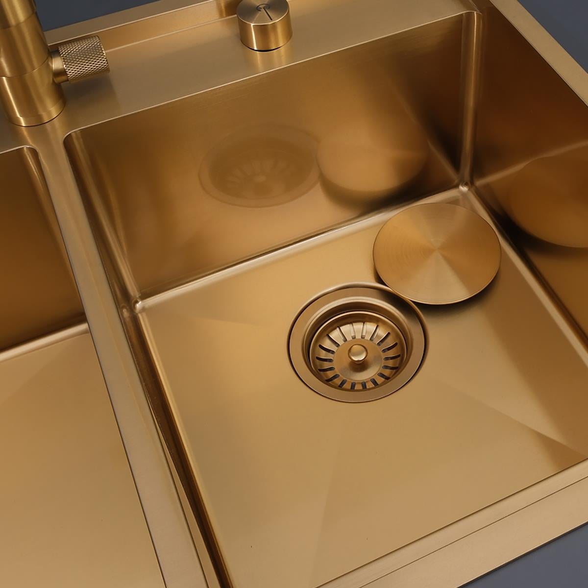 Giotto  El Yapımı PVD Eviye Seti 86x51 cm Altın (Gold)