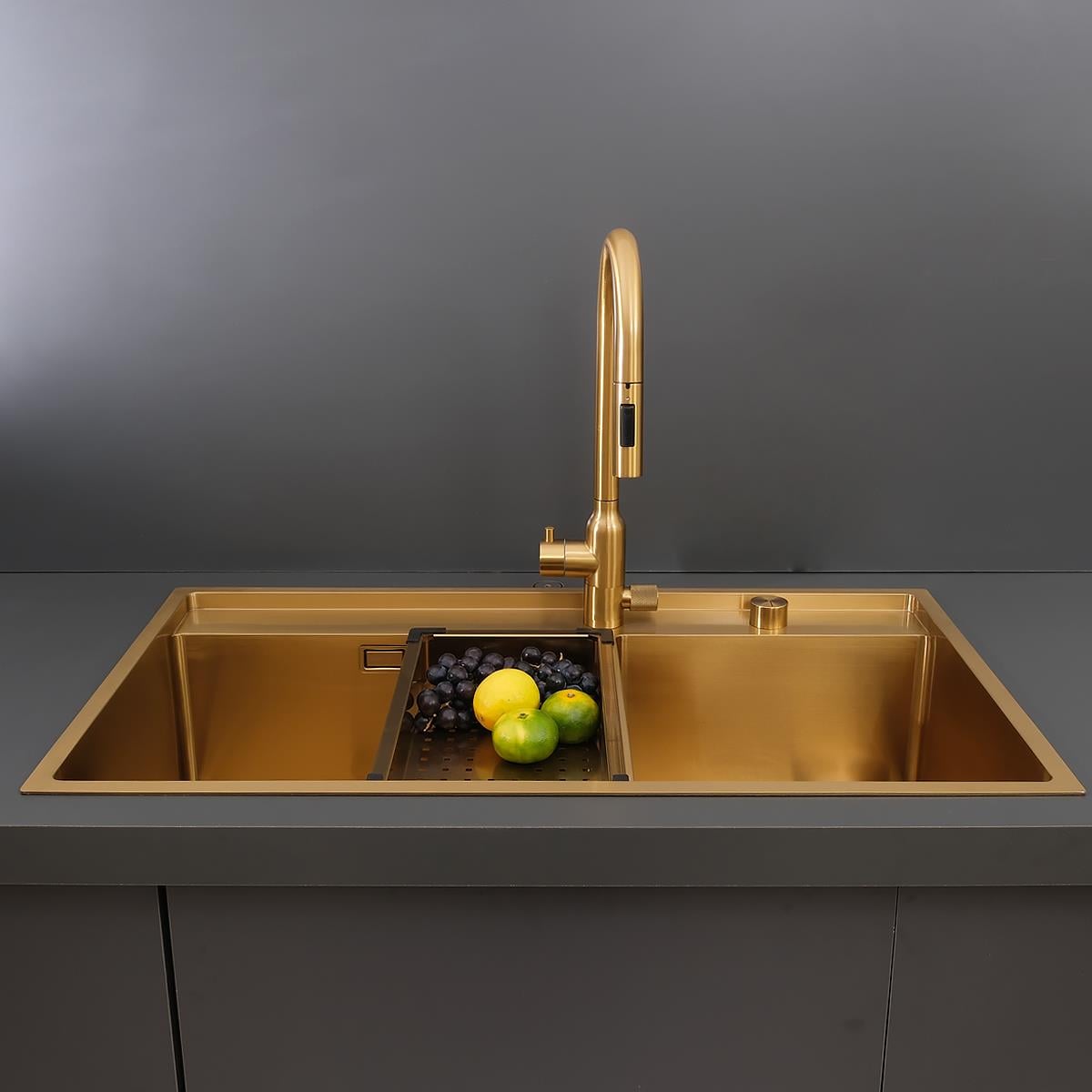 Giotto  El Yapımı PVD Eviye Seti 86x51 cm Altın (Gold)