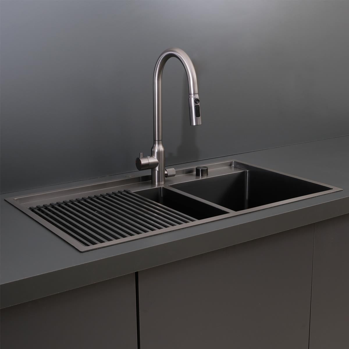 Giotto El Yapımı PVD Eviye Seti 86x51 cm Siyah (Black)