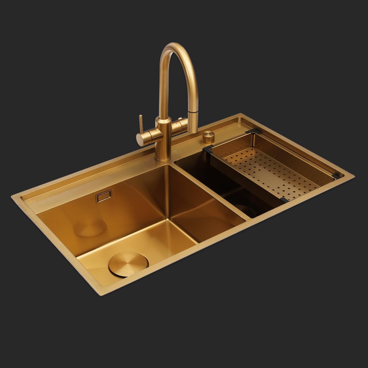 Giotto  El Yapımı PVD Eviye Seti 86x51 cm Altın (Gold)