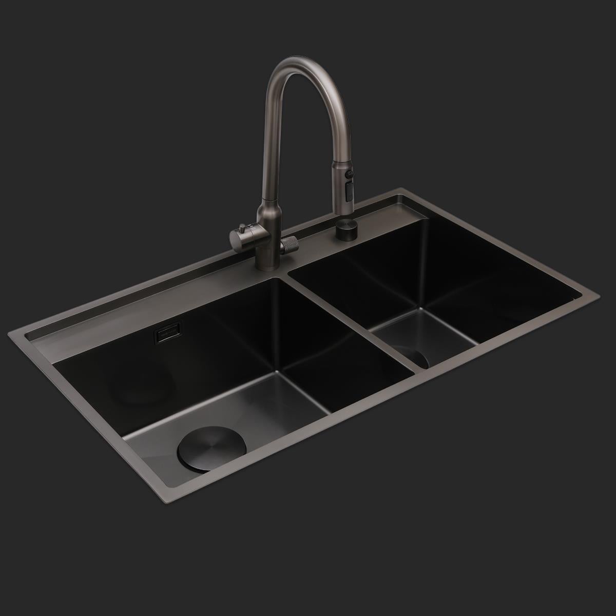 Giotto El Yapımı PVD Eviye Seti 86x51 cm Siyah (Black)