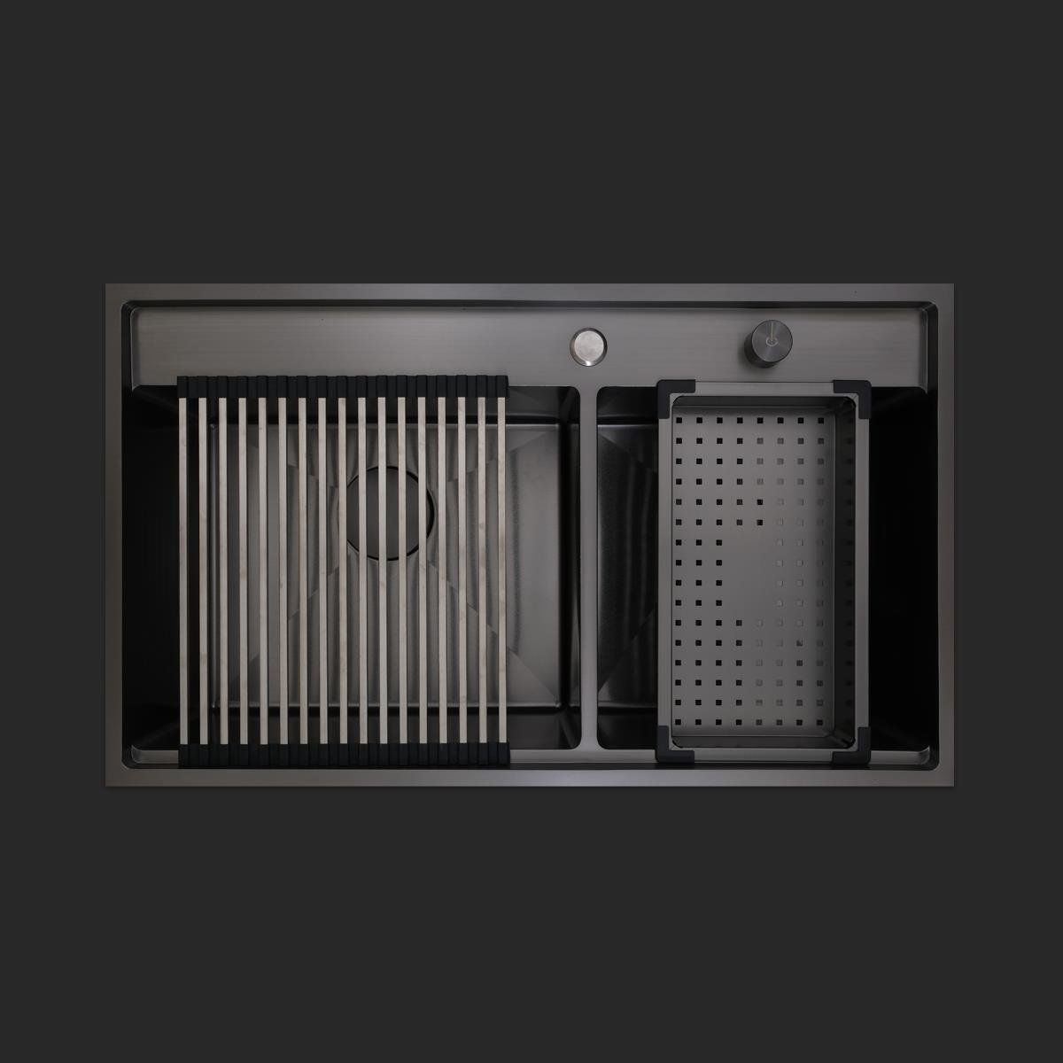Giotto El Yapımı PVD Eviye Seti 86x51 cm Siyah (Black)