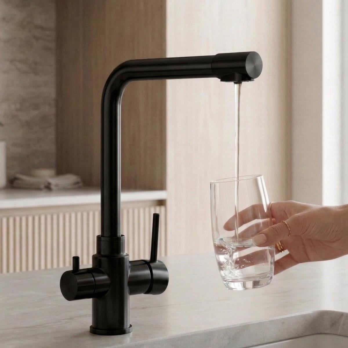 Lunen 3 Fonksiyonlu Mutfak Bataryası PVD Steel Black (Siyah)