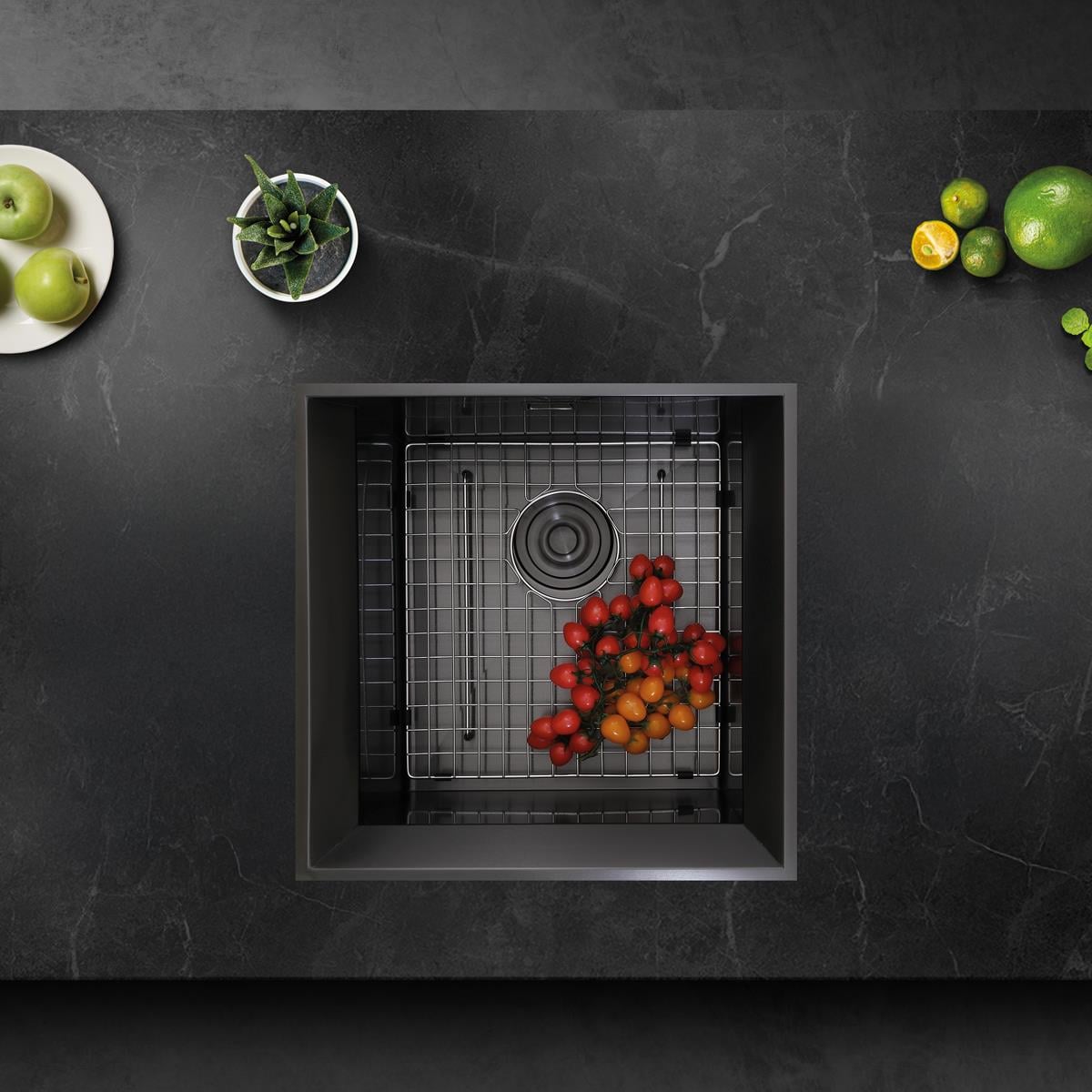 Marea El Yapımı PVD Eviye Seti 48x48 cm Siyah (Black)