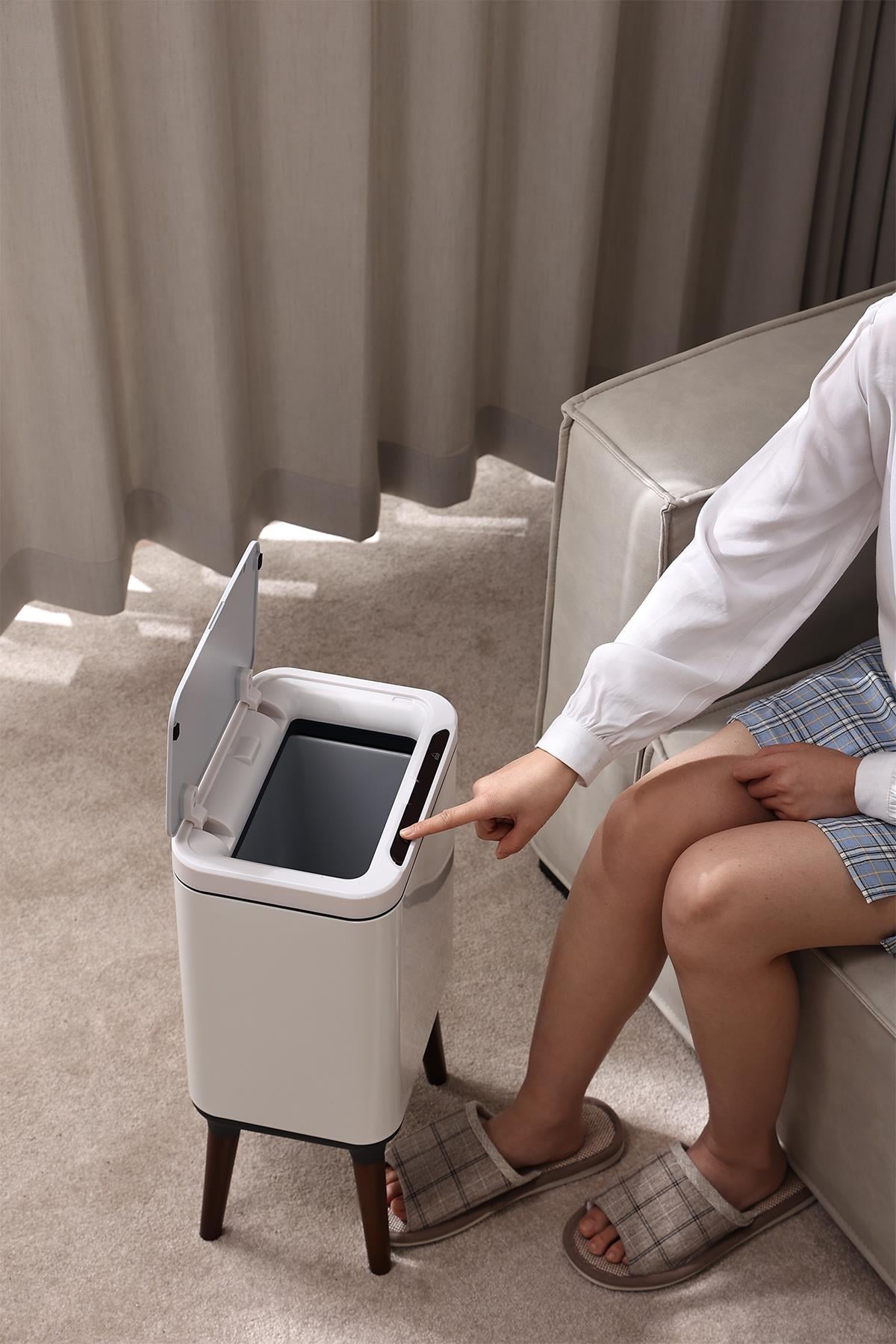 MAS9710W-9L Ahşap Ayaklı Sensörlü Ozon Çöp Kovası