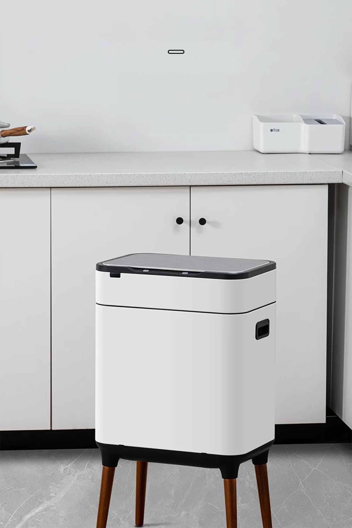 MAS9710W-9L Ahşap Ayaklı Sensörlü Ozon Çöp Kovası