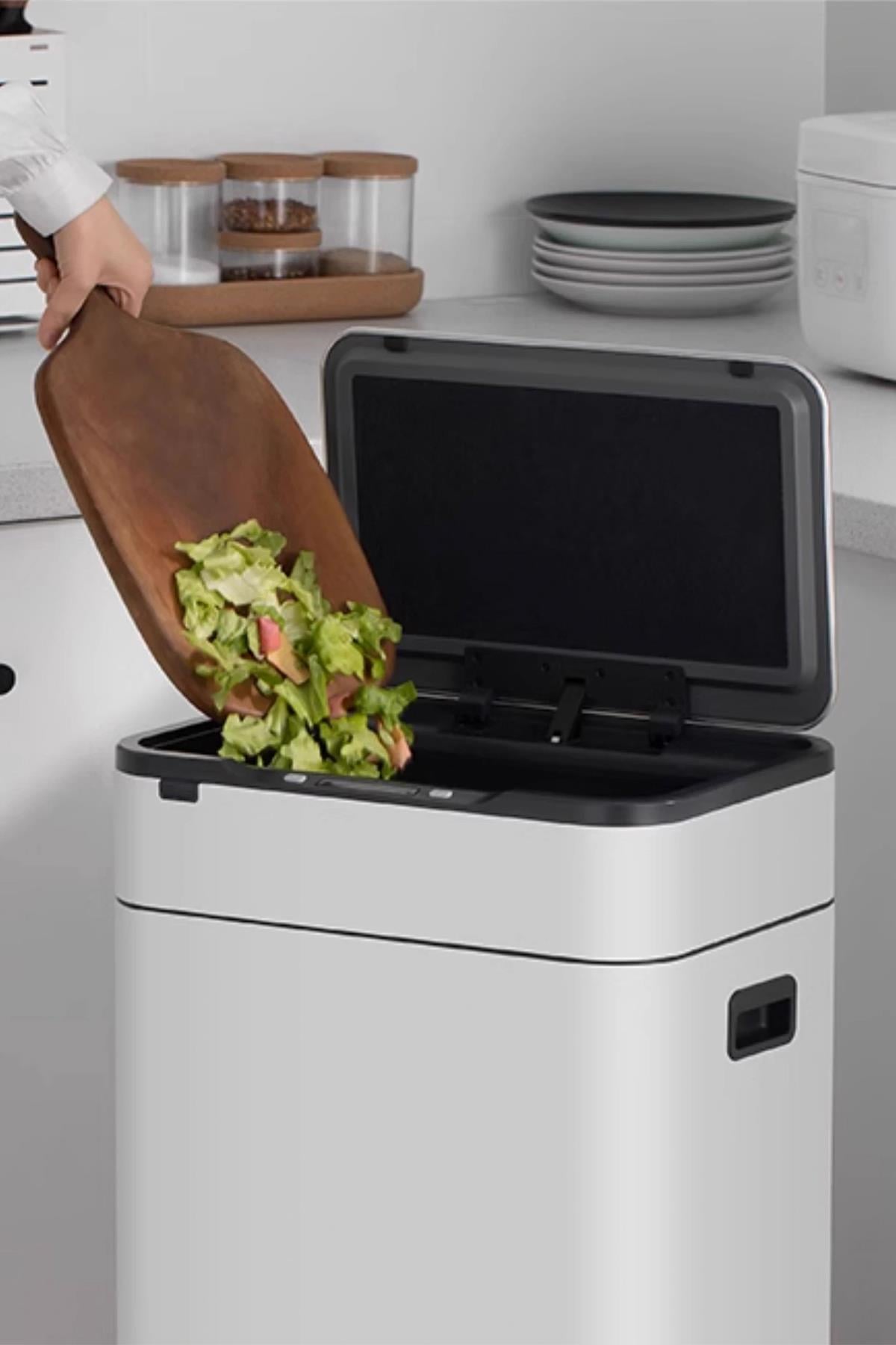 MAS9710W-9L Ahşap Ayaklı Sensörlü Ozon Çöp Kovası