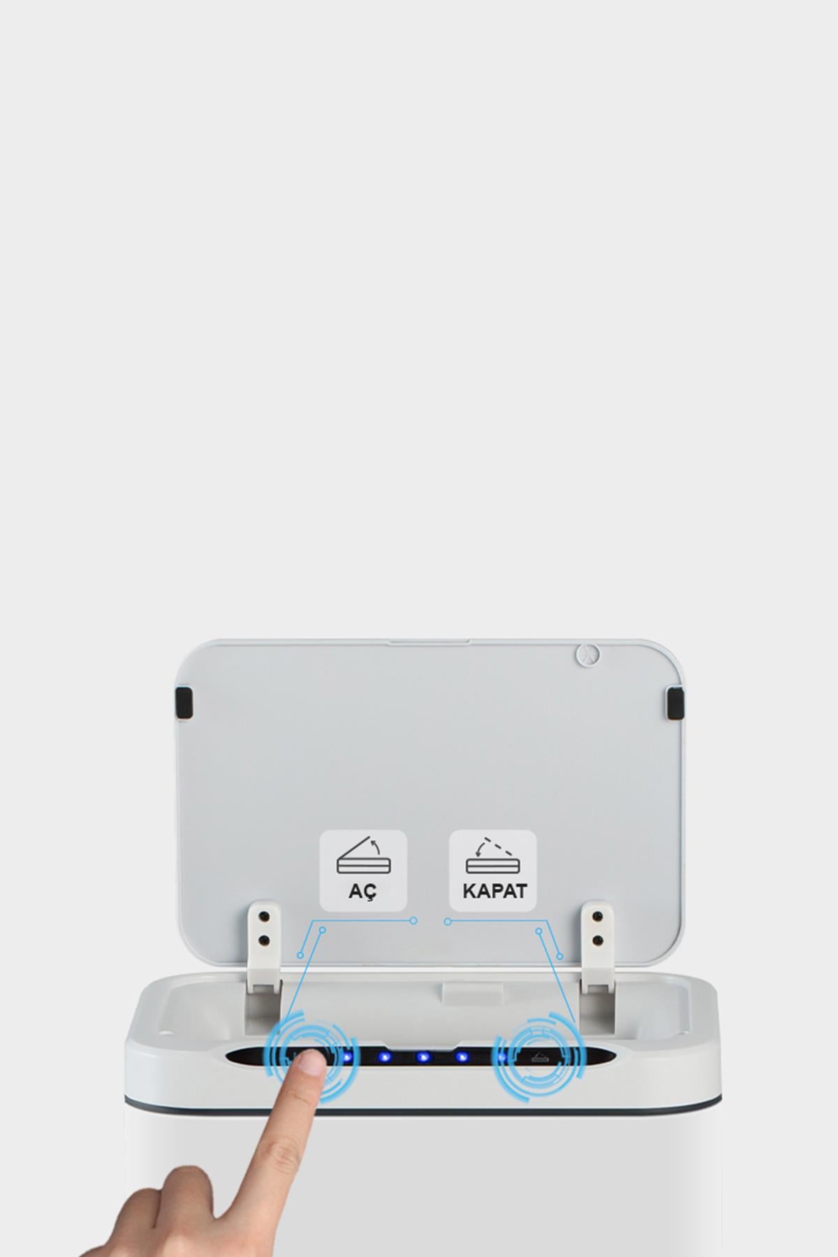MAS9710W-9L Ahşap Ayaklı Sensörlü Ozon Çöp Kovası