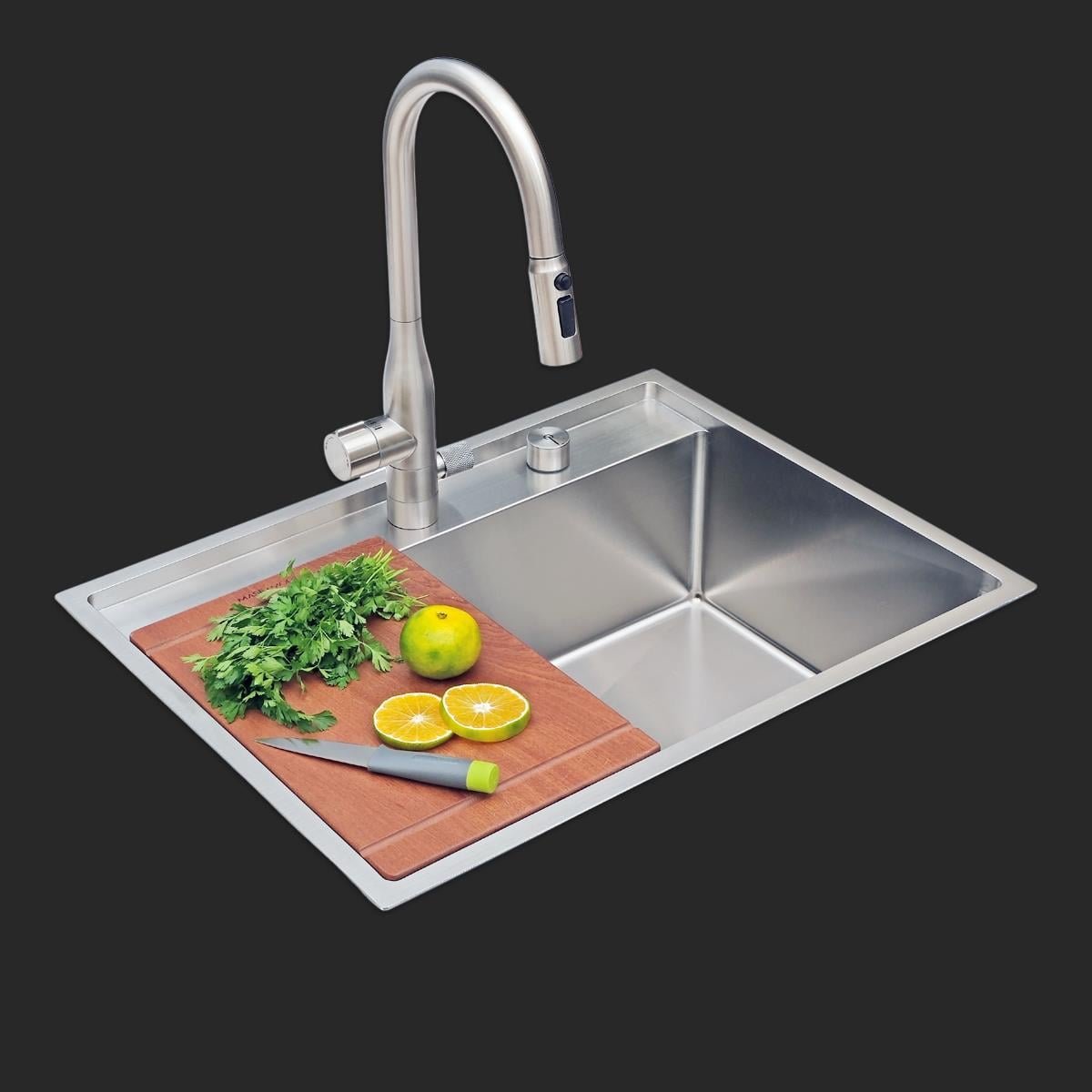 Murano El Yapımı  Eviye Seti 68x51 cm Inoks (Chrome)