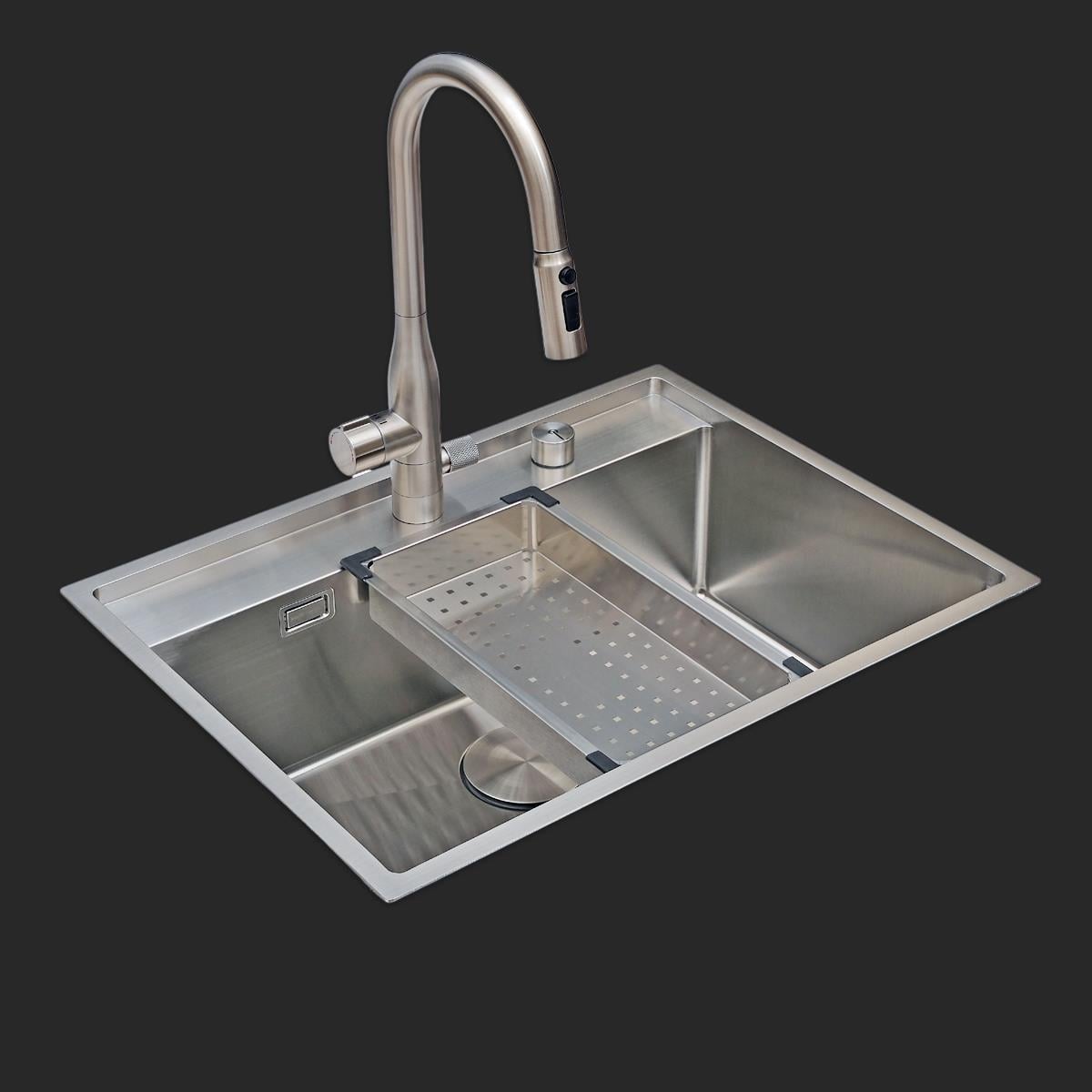 Murano El Yapımı  Eviye Seti 68x51 cm Inoks (Chrome)