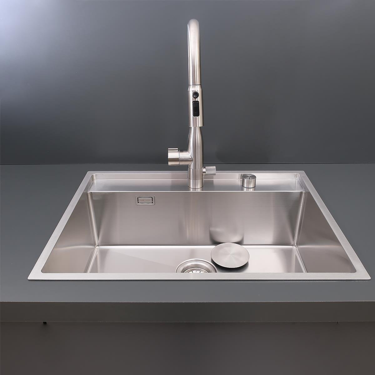 Murano El Yapımı  Eviye Seti 68x51 cm Inoks (Chrome)