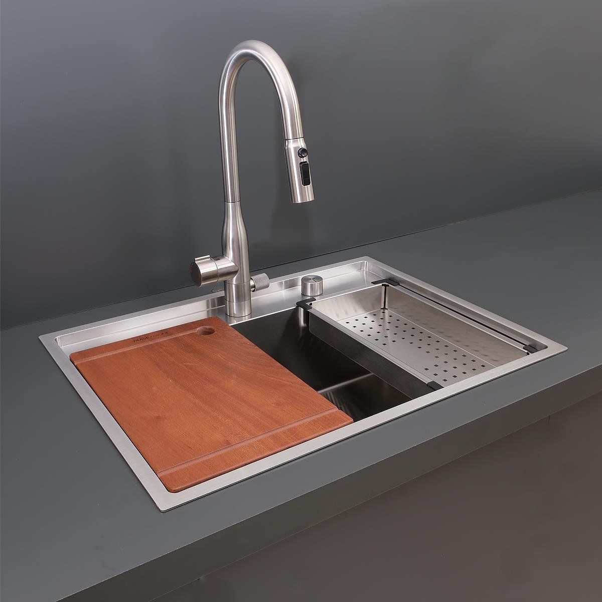 Murano El Yapımı  Eviye Seti 68x51 cm Inoks (Chrome)