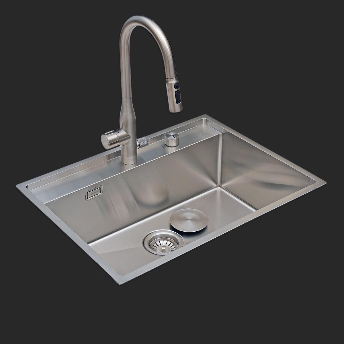 Murano El Yapımı  Eviye Seti 68x51 cm Inoks (Chrome)