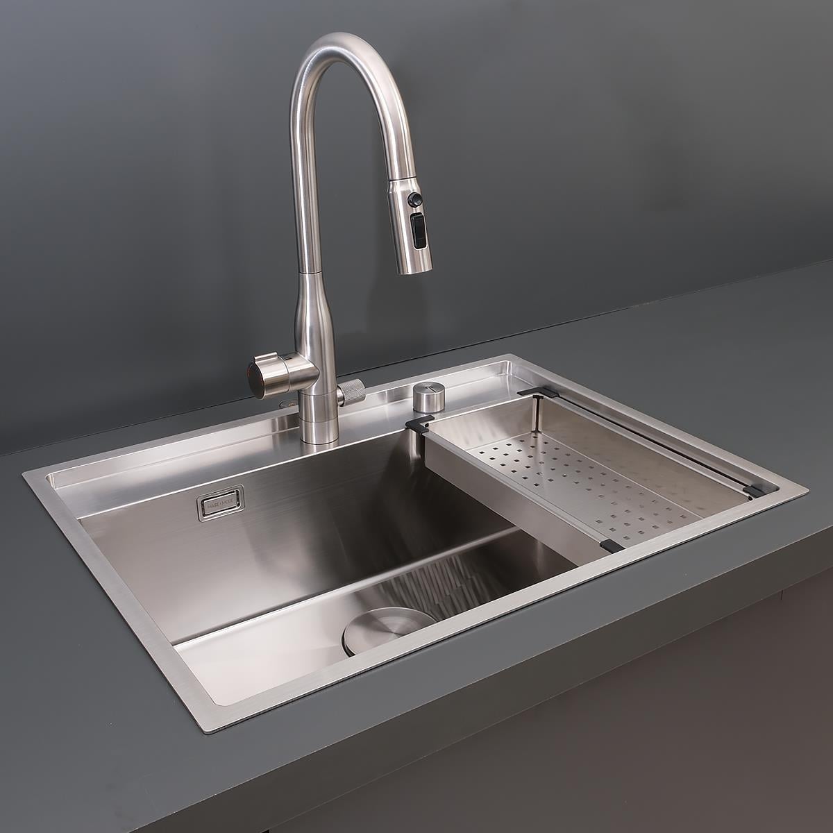 Murano El Yapımı  Eviye Seti 68x51 cm Inoks (Chrome)