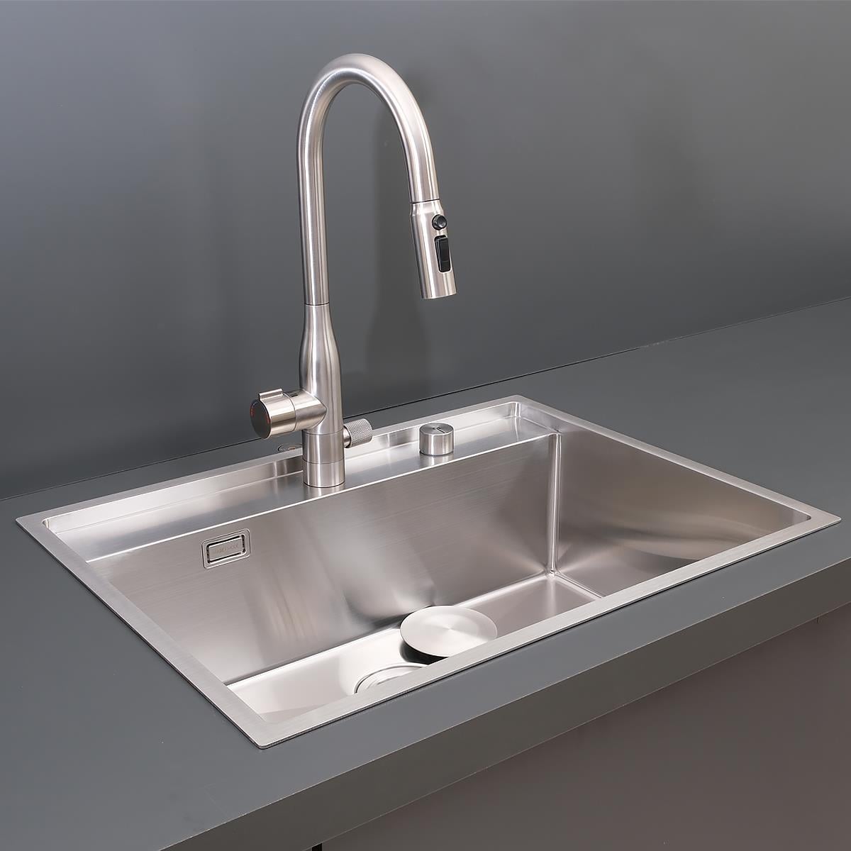 Murano El Yapımı  Eviye Seti 68x51 cm Inoks (Chrome)