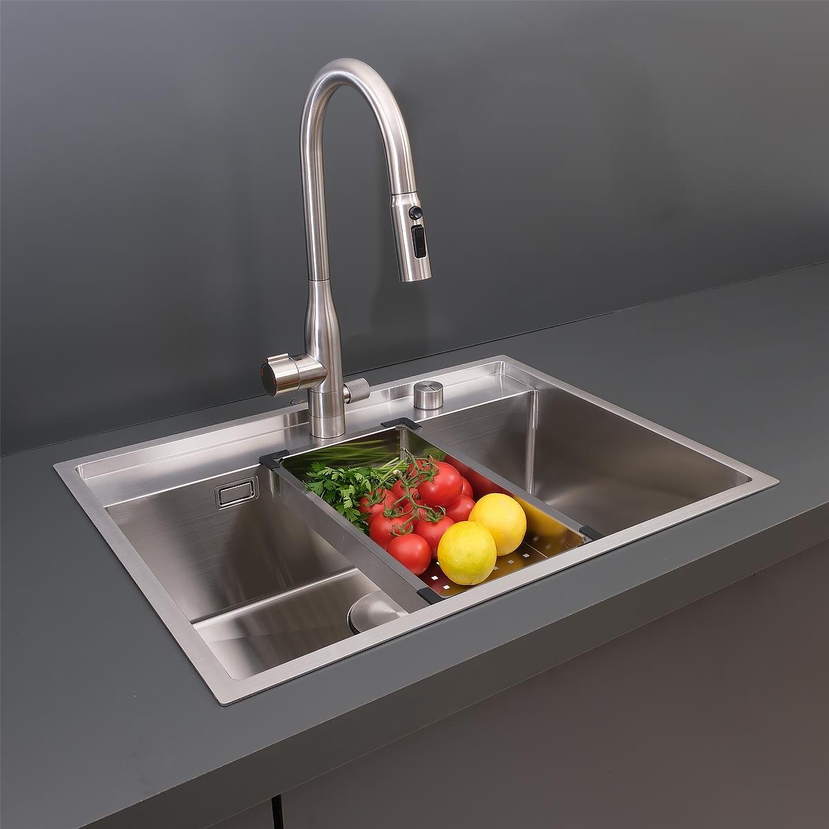Murano El Yapımı  Eviye Seti 68x51 cm Inoks (Chrome)