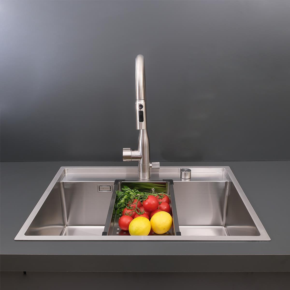 Murano El Yapımı  Eviye Seti 68x51 cm Inoks (Chrome)