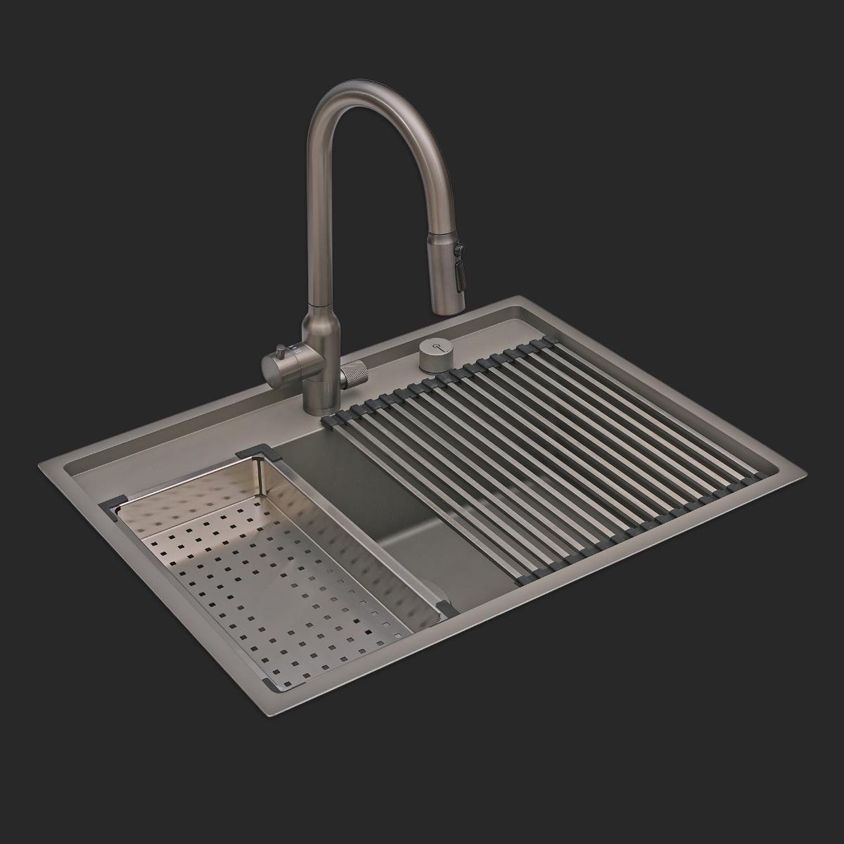 Murano El Yapımı Nano Eviye Seti 68x51 cm Mat Gri (Gun Grey)