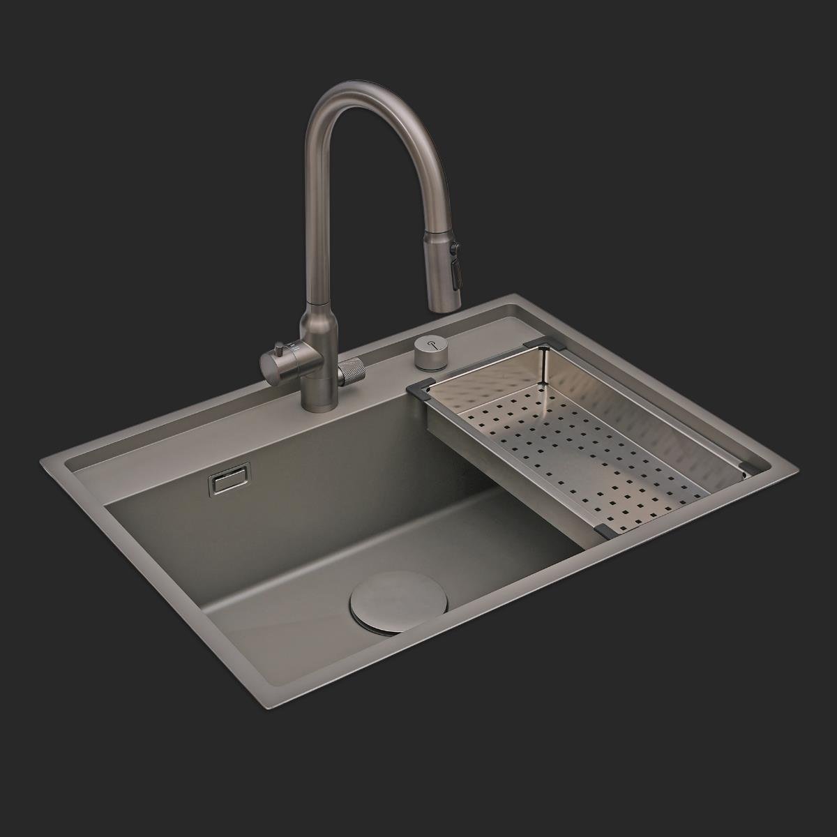 Murano El Yapımı Nano Eviye Seti 68x51 cm Mat Gri (Gun Grey)