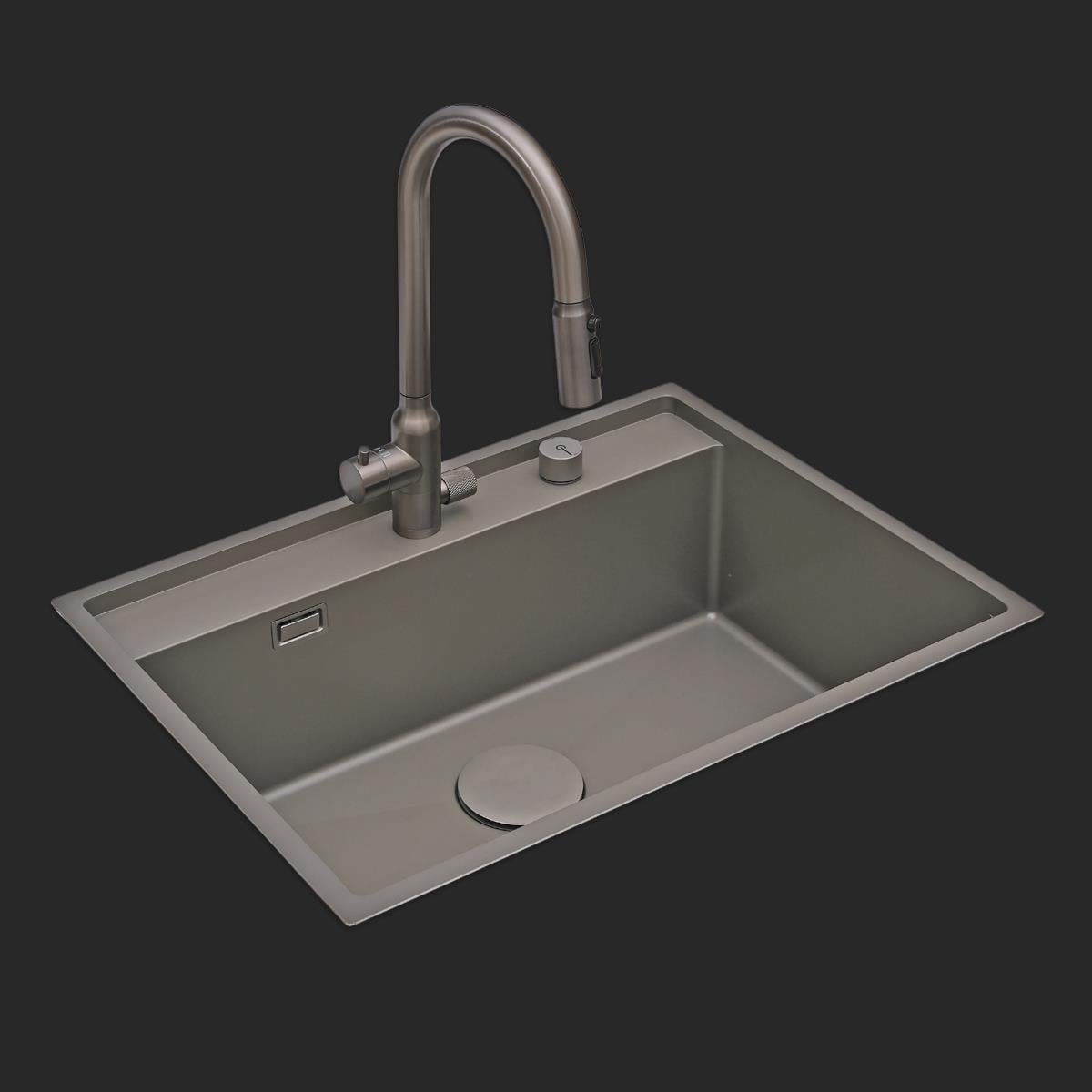 Murano El Yapımı Nano Eviye Seti 68x51 cm Mat Gri (Gun Grey)