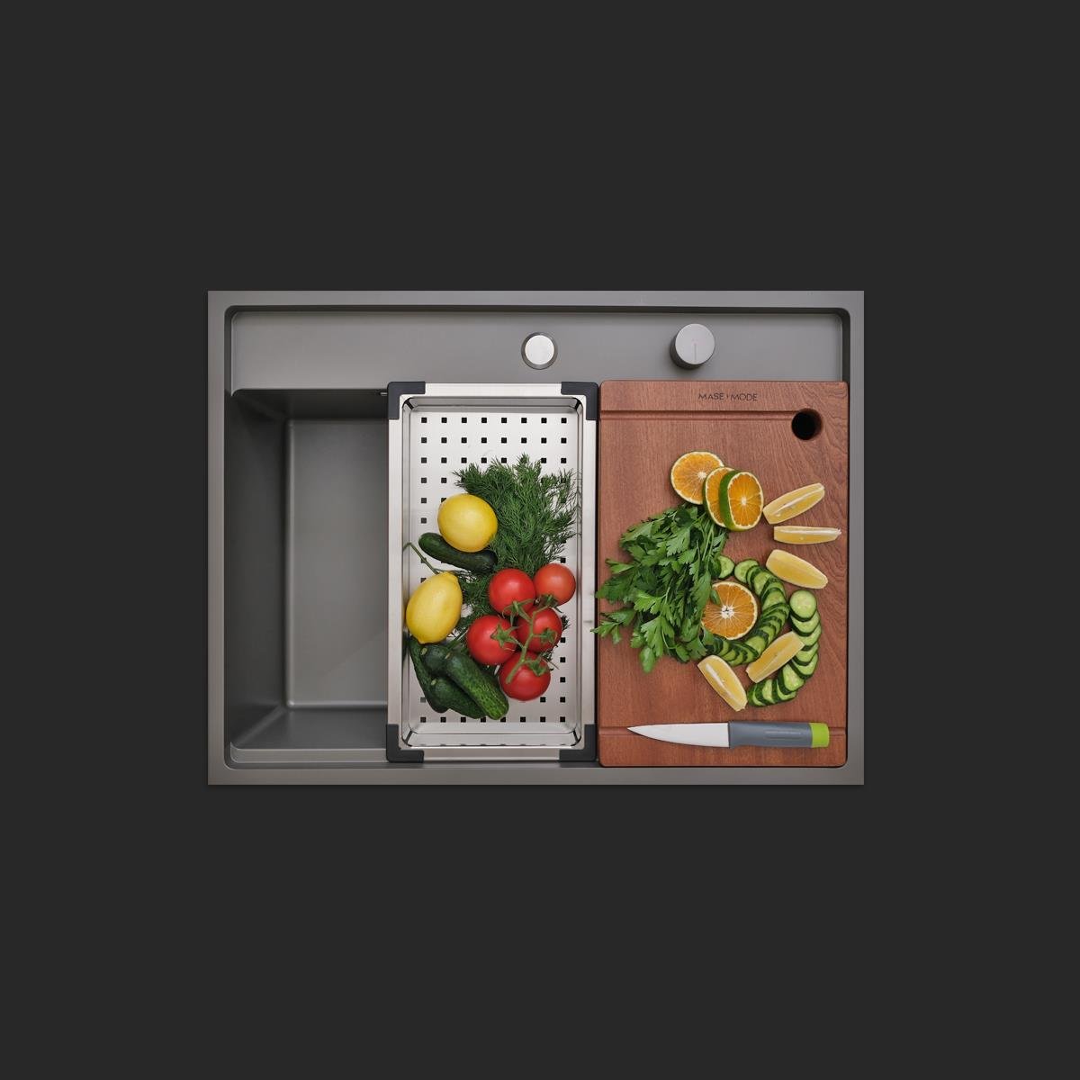Murano El Yapımı Nano Eviye Seti 68x51 cm Mat Gri (Gun Grey)