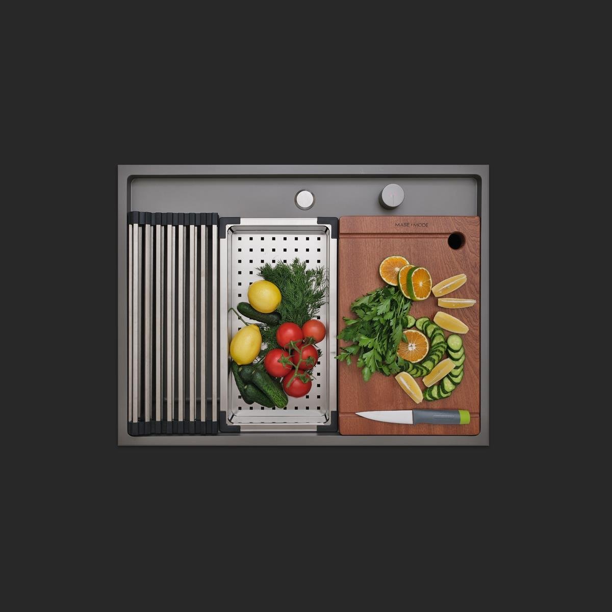 Murano El Yapımı Nano Eviye Seti 68x51 cm Mat Gri (Gun Grey)