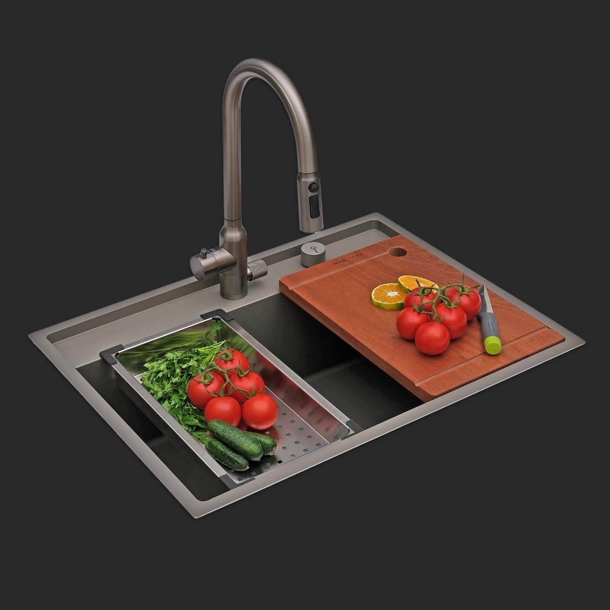 Murano El Yapımı Nano Eviye Seti 68x51 cm Mat Gri (Gun Grey)